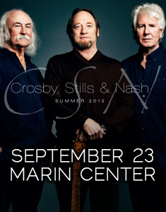 Crosby, Stills and Nash live at Marin Center in San Rafael on September 23, 2012 at 8:00 P.M.